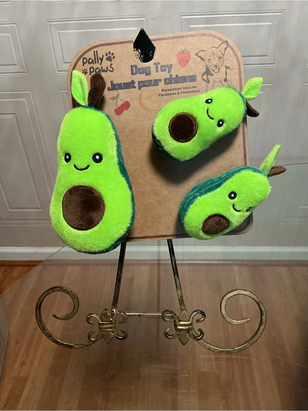 Pally Paws~ Set / 3 Avocados And Pcs Dog Toy with Clinker & Squeaker 6”